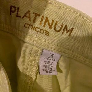 Neon yellow Chicos jeans size 3